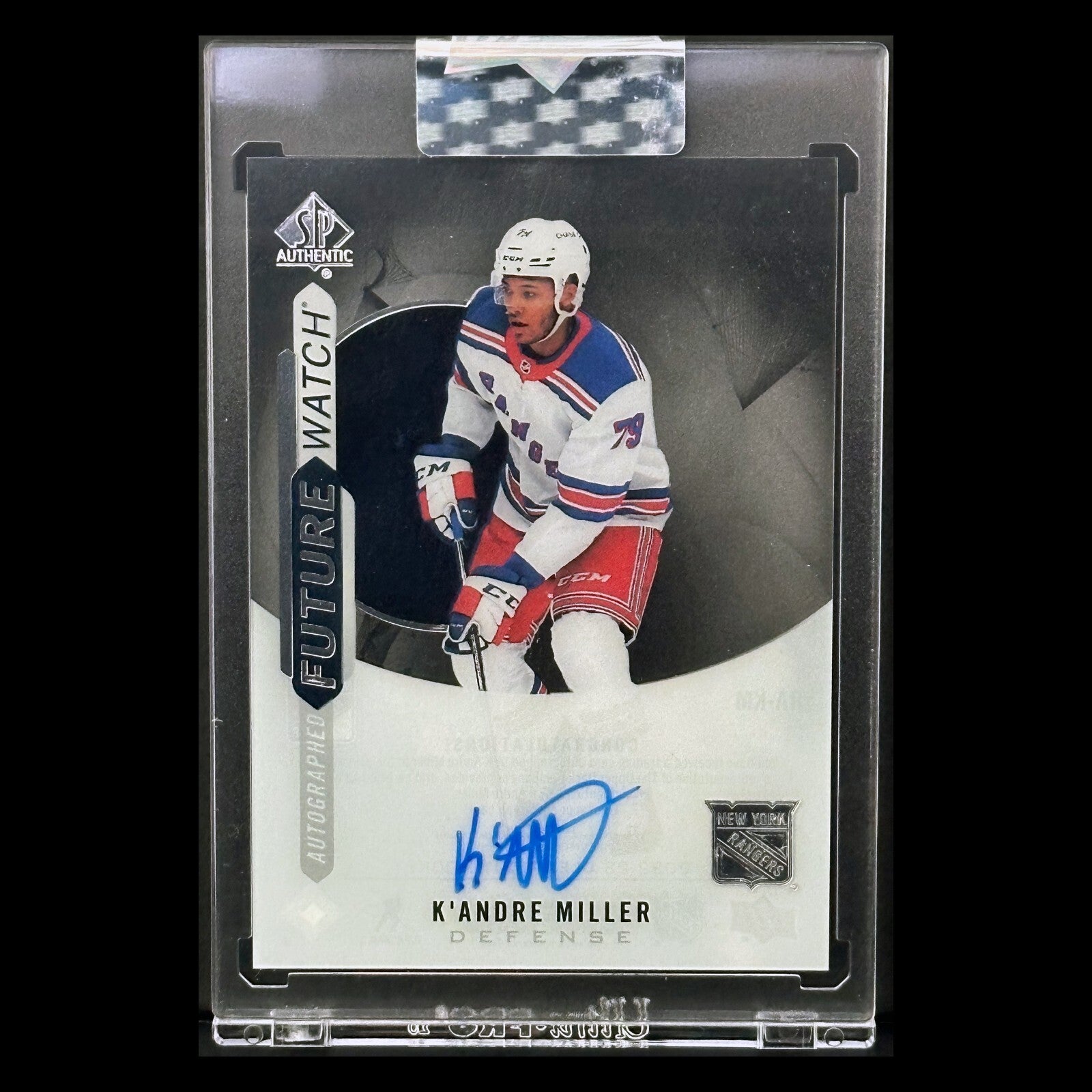 2022-23 UD Clear cut K'ANDRE MILLER #RA-KM Future Watch AUTOGRAPH - NY Rangers