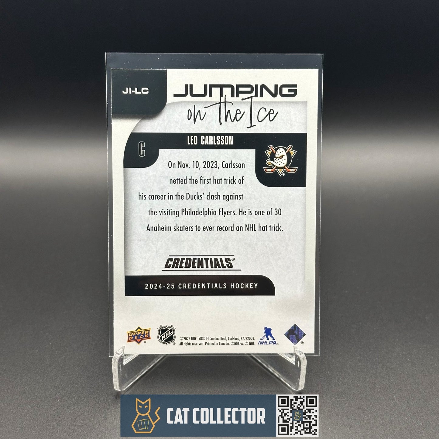 2024-25 UD Credentials LEO CARLSSON #JI-LC Jumping on the ice