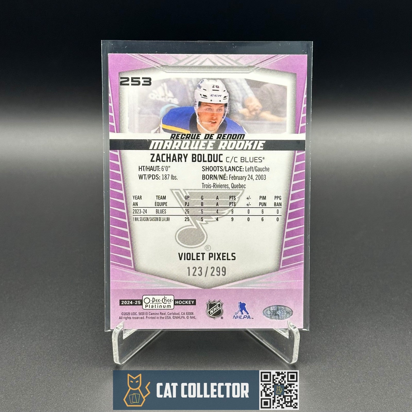 2024-25 O-Pee-Chee Platinum ZACHARY BOLDUC #253 Violet Pixels RC Rookie /299