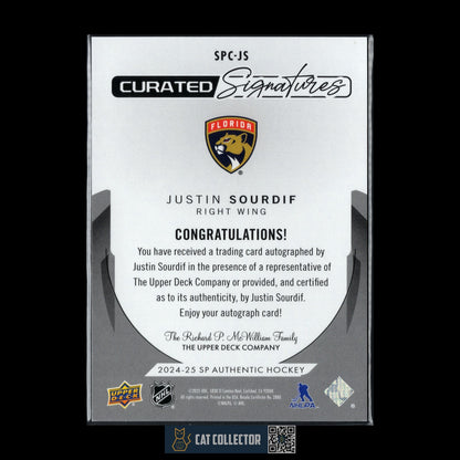 2024-25 UD SP Authentic JUSTIN SOURDIF #SPC-JS Curated Signatures /299 AUTO