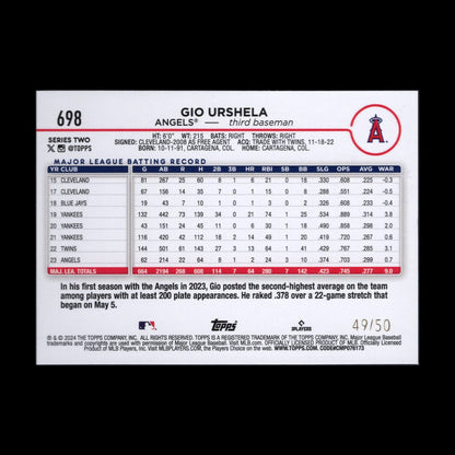 2024 Topps Series 2 GIO URSCHELA #698 Yellow crackle foil /50 - LA Angels