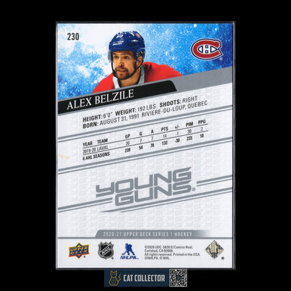 2020-21 UD Series 1 ALEX BELZILE #230 Young guns RC Montreal Canadiens