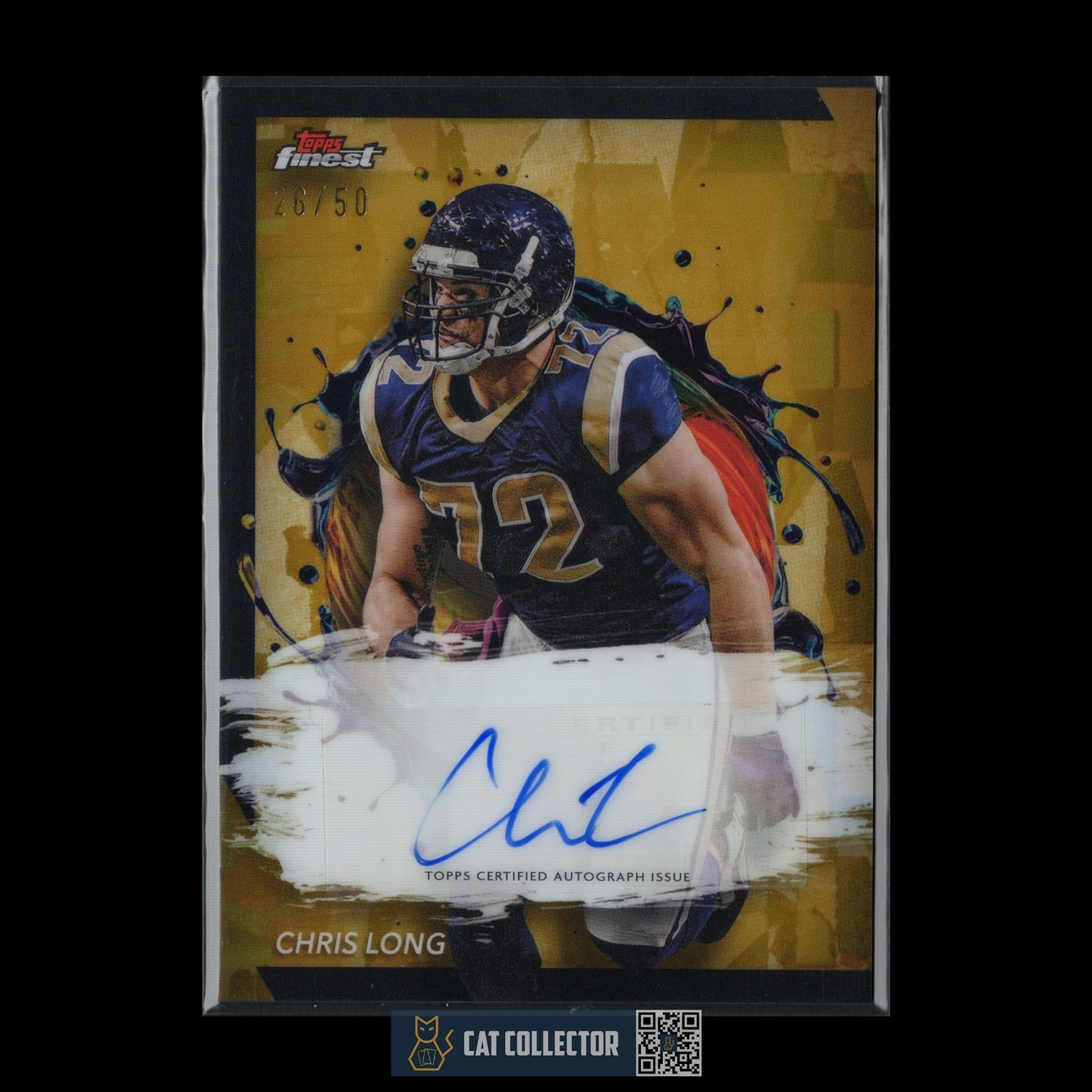 2024 Topps Finest CHRIS LONG #FA-CL Gold Refractor Auto 26/50 - St. Louis Rams
