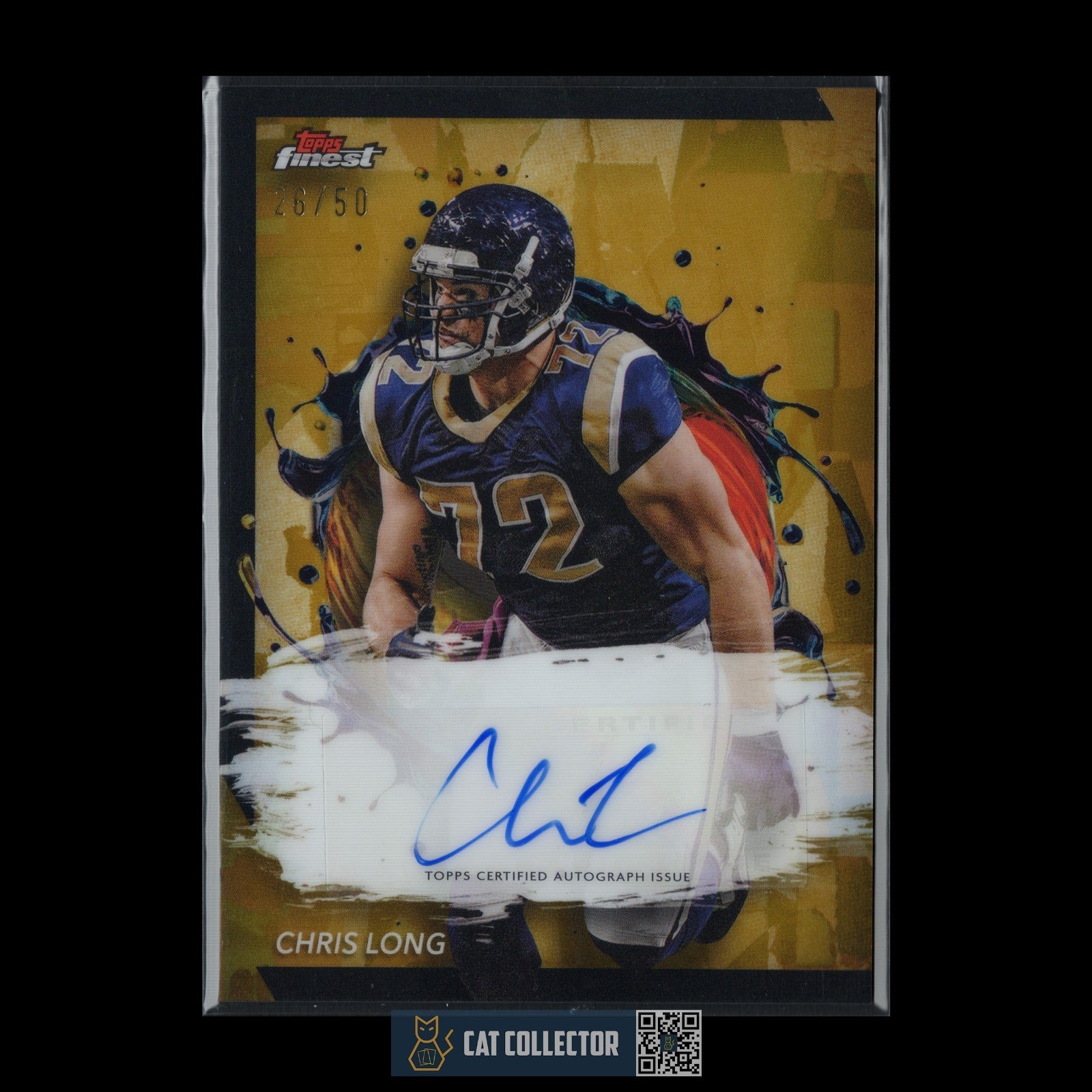 2024 Topps Finest CHRIS LONG #FA-CL Gold Refractor Auto 26/50 - St. Louis Rams