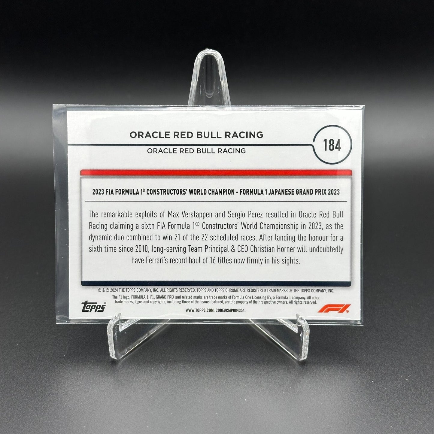 2024 Topps Chrome Formula 1 ORACLE RED BULL RACING #184 Award Winners