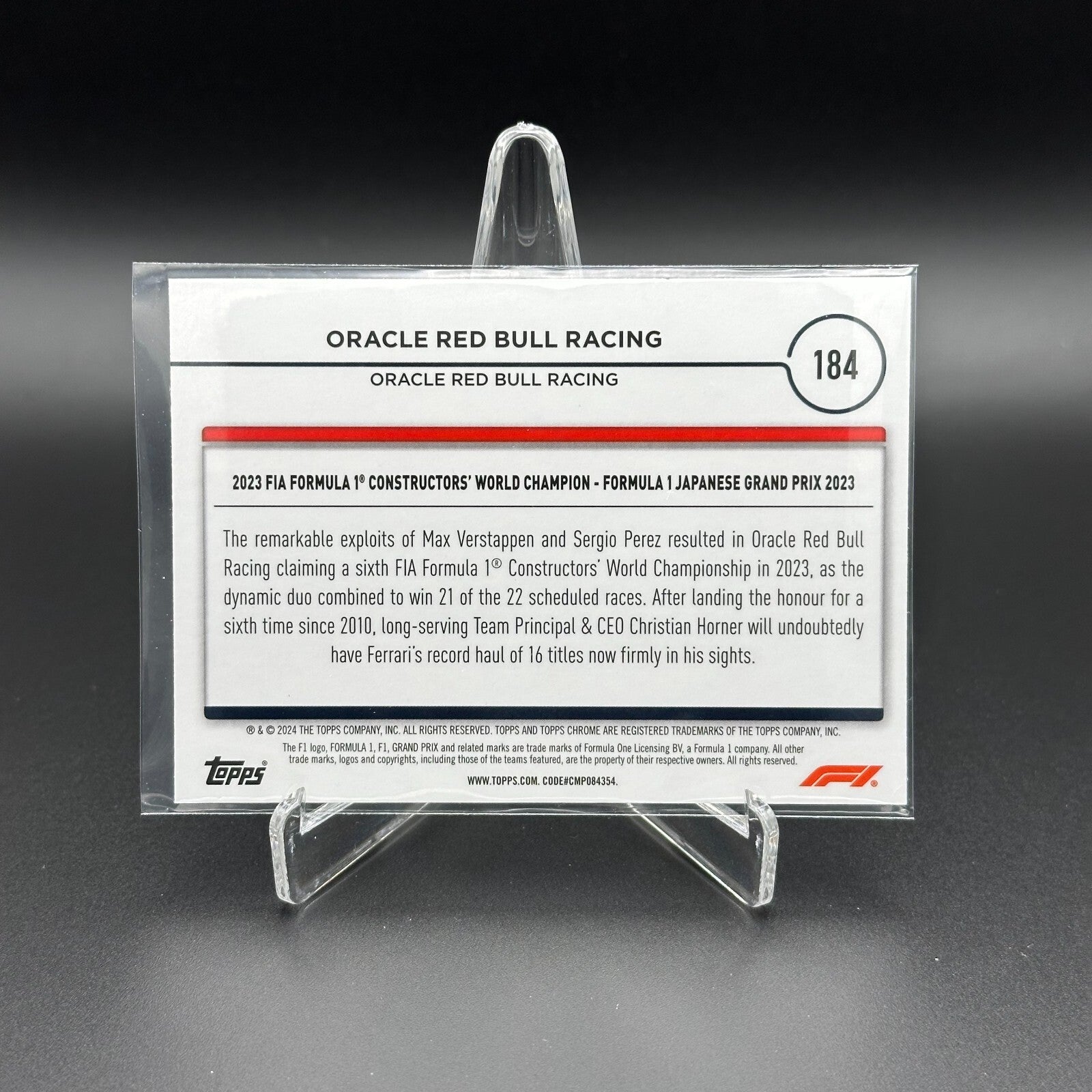 2024 Topps Chrome Formula 1 ORACLE RED BULL RACING #184 Award Winners