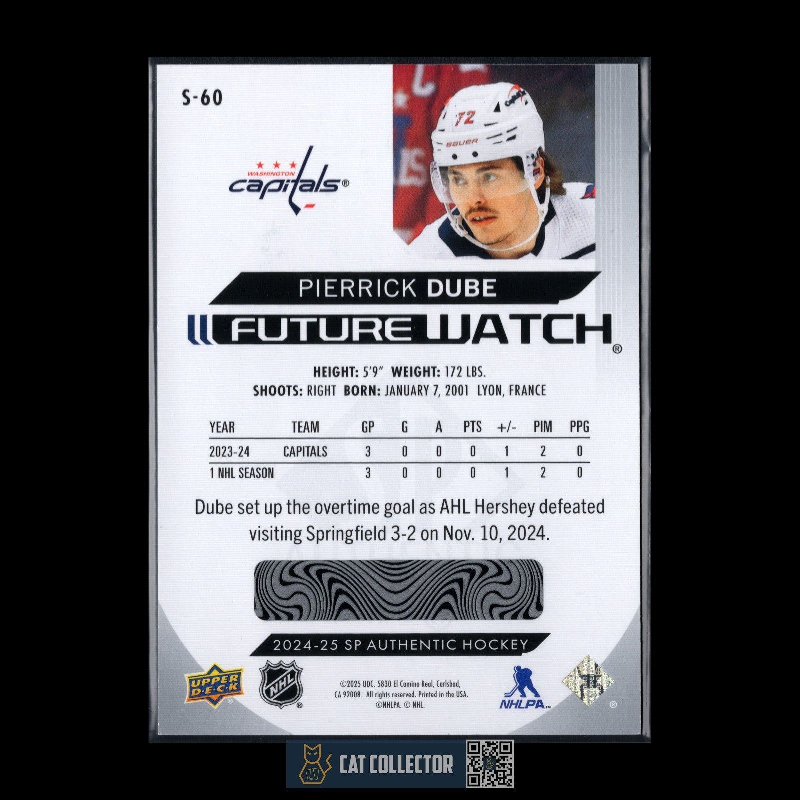 2024-25 UD SP Authentic PIERRICK DUBE #S-60 Spectrum FX Bounty