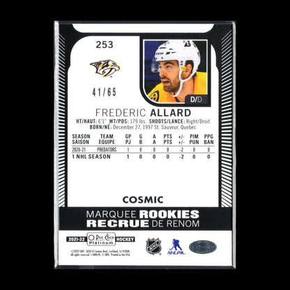 2021-22 O-Pee-Chee Platinum FREDERIC ALLARD #253 Marquee Rookie Cosmic RC /65