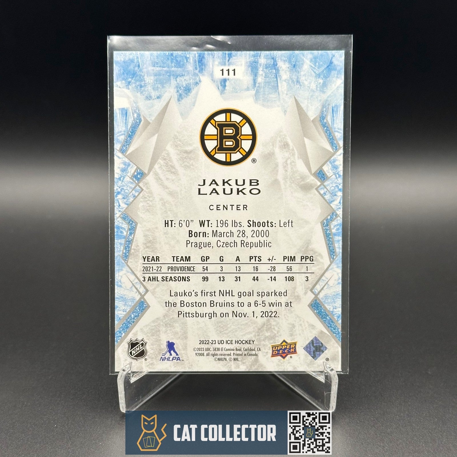 2022-23 UD Ice JAKUB LAUKO #111 Rookie RC - Boston Bruins