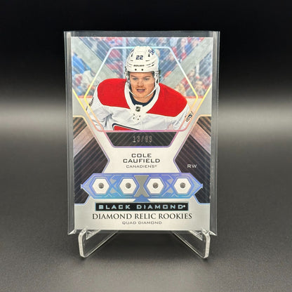 2021-22 Black Diamond COLE CAUFIELD #BDR-CC Diamond Relic Rookie Gems Quad 13/99