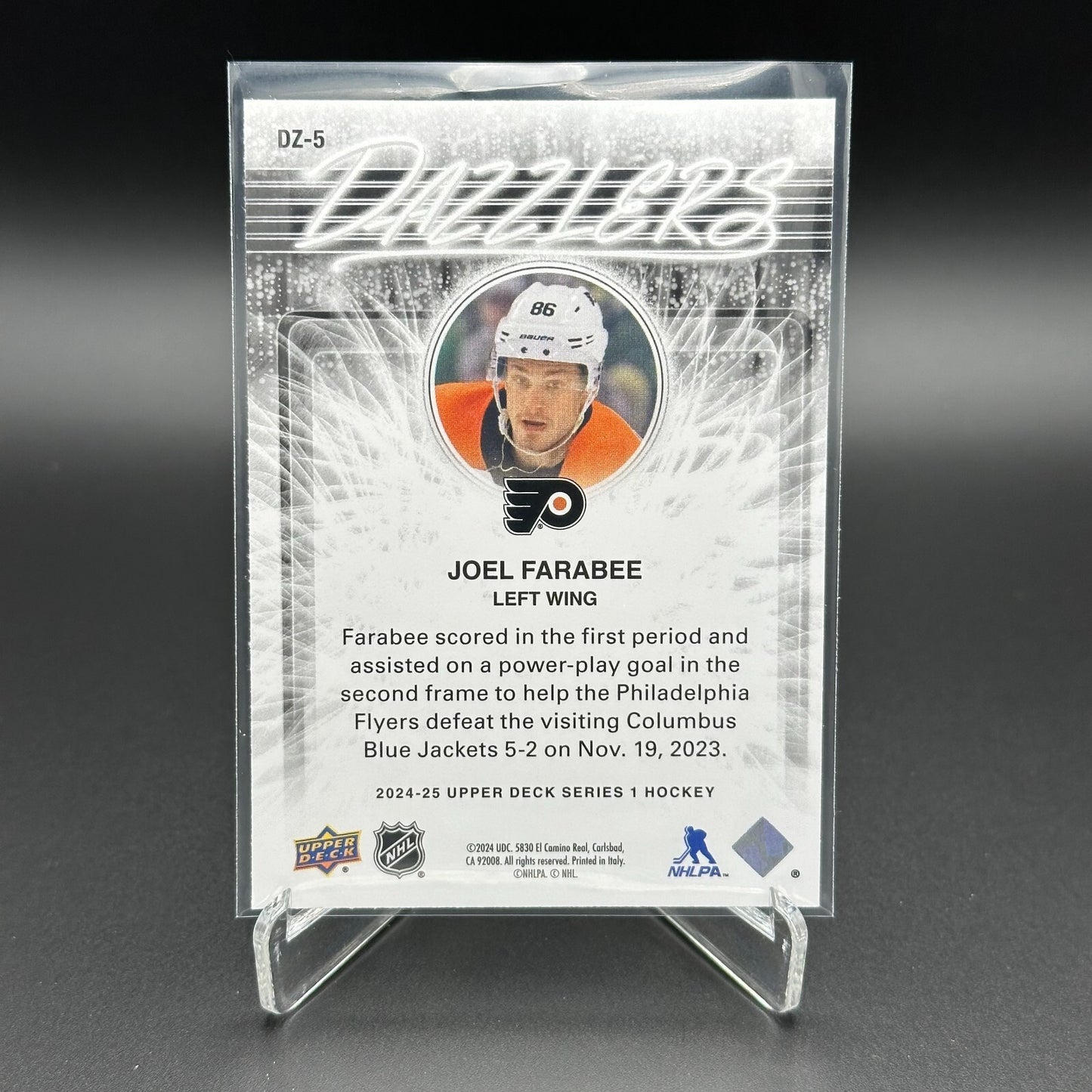 2024-25 UD Series 1 JOEL FARABEE #DZ-5 Dazzlers Green - Philadelphia Flyers