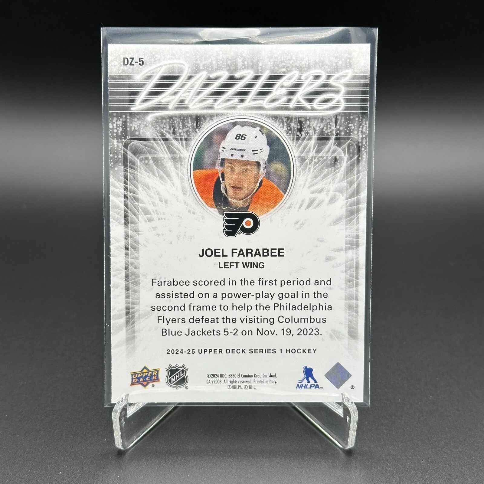 2024-25 UD Series 1 JOEL FARABEE #DZ-5 Dazzlers Green - Philadelphia Flyers