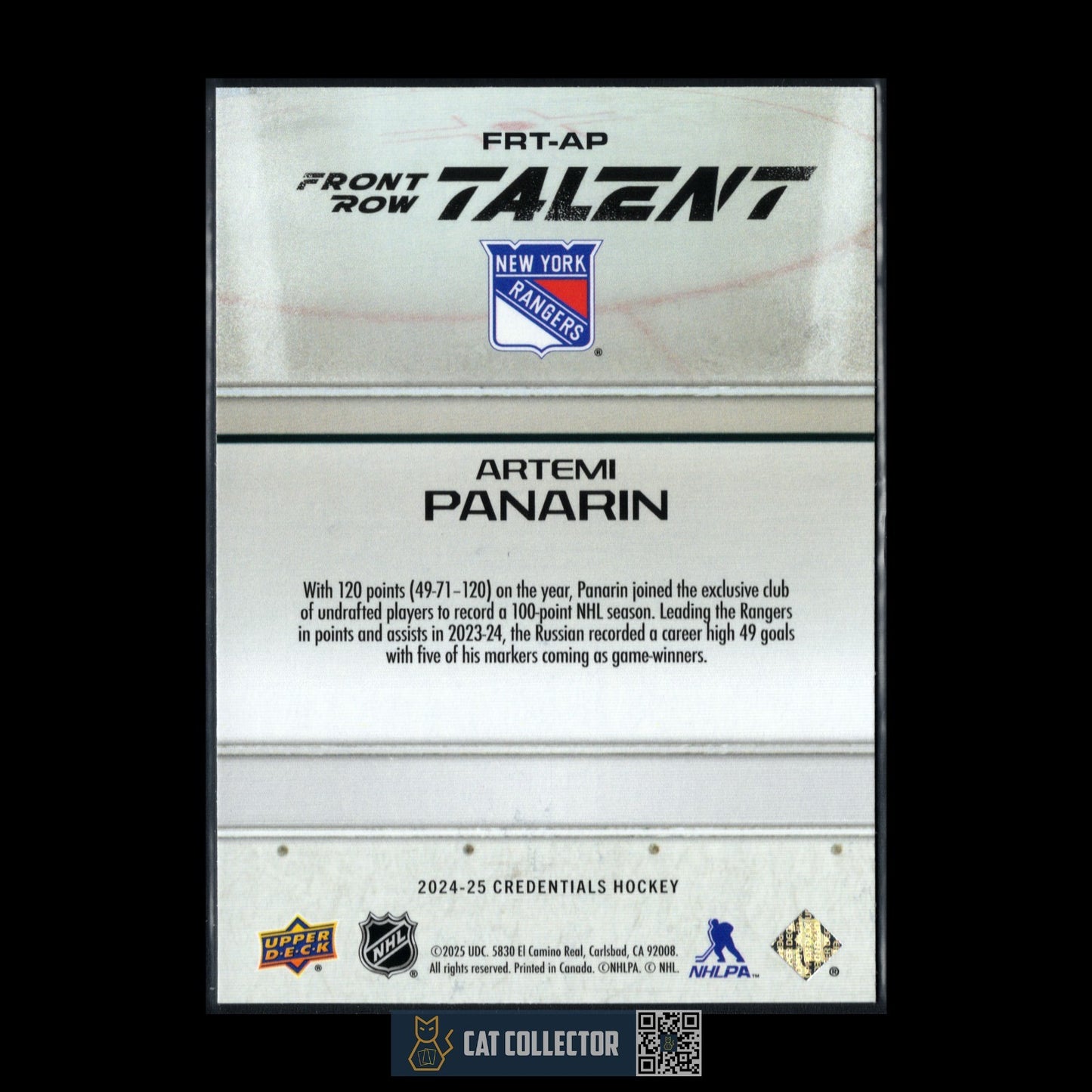 2024-25 UD Credentials ARTEMI PANARIN #FRT-AP Front Row Talent