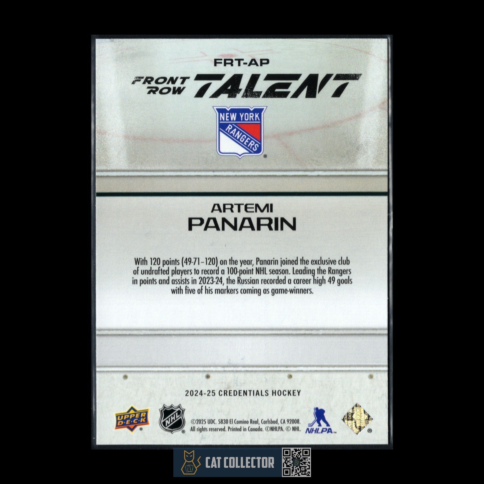 2024-25 UD Credentials ARTEMI PANARIN #FRT-AP Front Row Talent