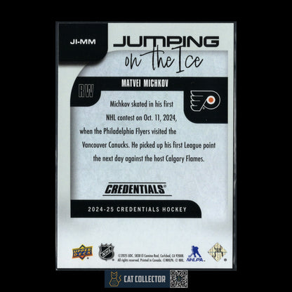 2024-25 UD Credentials MATVEI MICHKOV #JI-MM Jumping on the ice Rookie RC