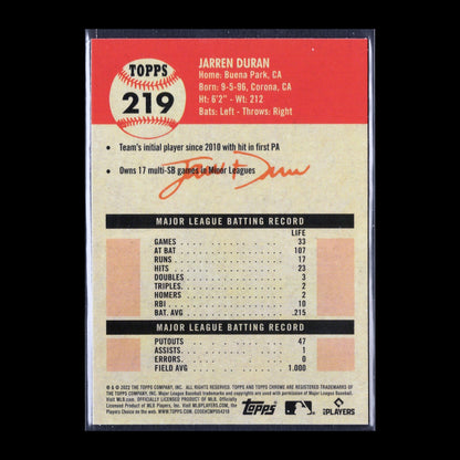 2022 Topps Chrome Platinum Anniversary JARREN DURAN #219 RC