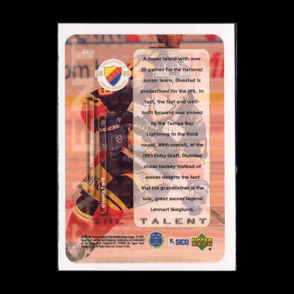 1999-00 UD Swedish Hockey #204 JIMMIE OLVESTAD SHL Talent