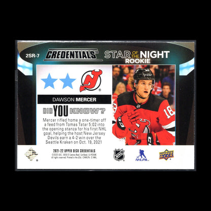 2021-22 UD Credentials DAWSON MERCER #2SR-7 Second Star of the Night Rookie