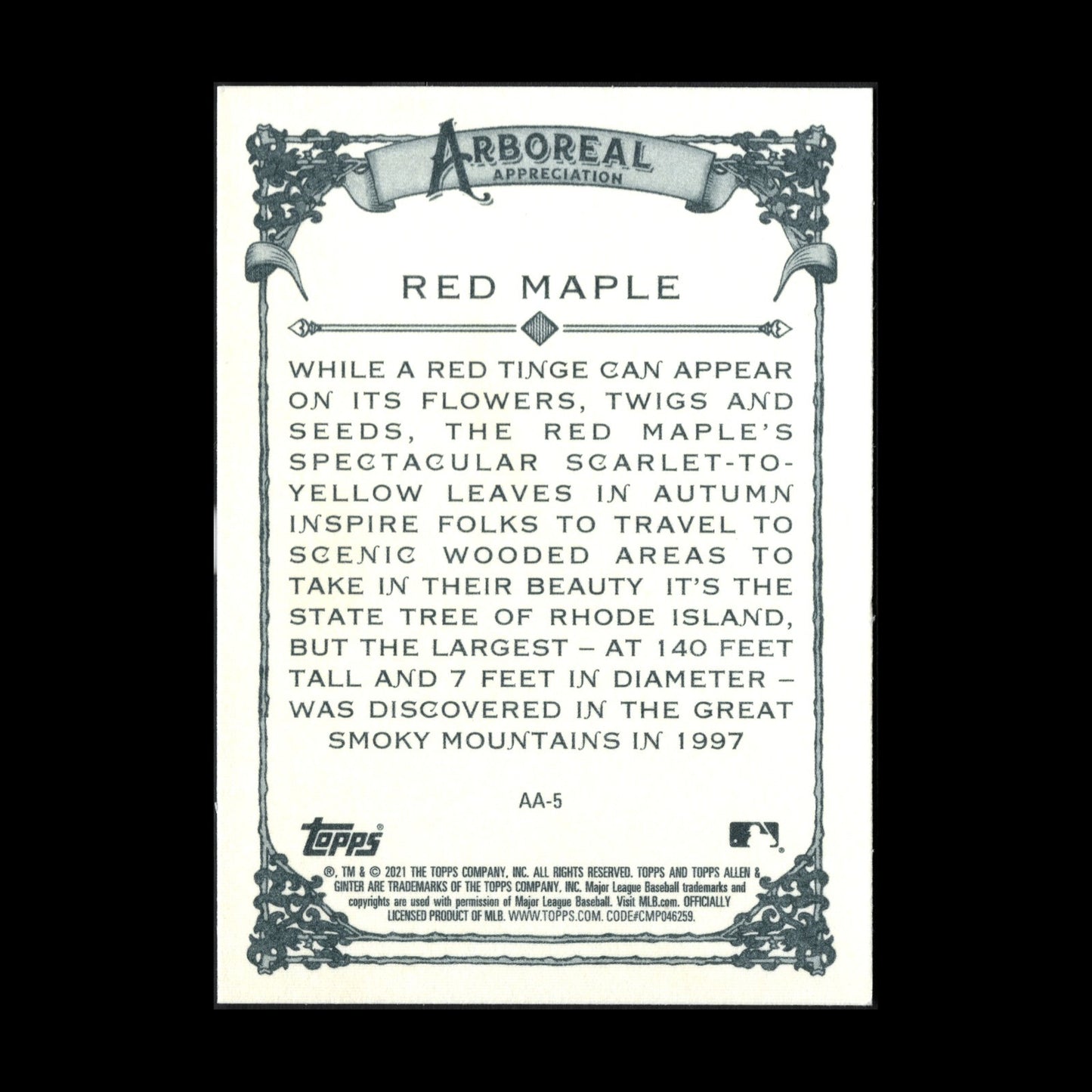 2021 Topps Allen & Ginter's RED MAPLE #AA-5 Arboreal Appreciation