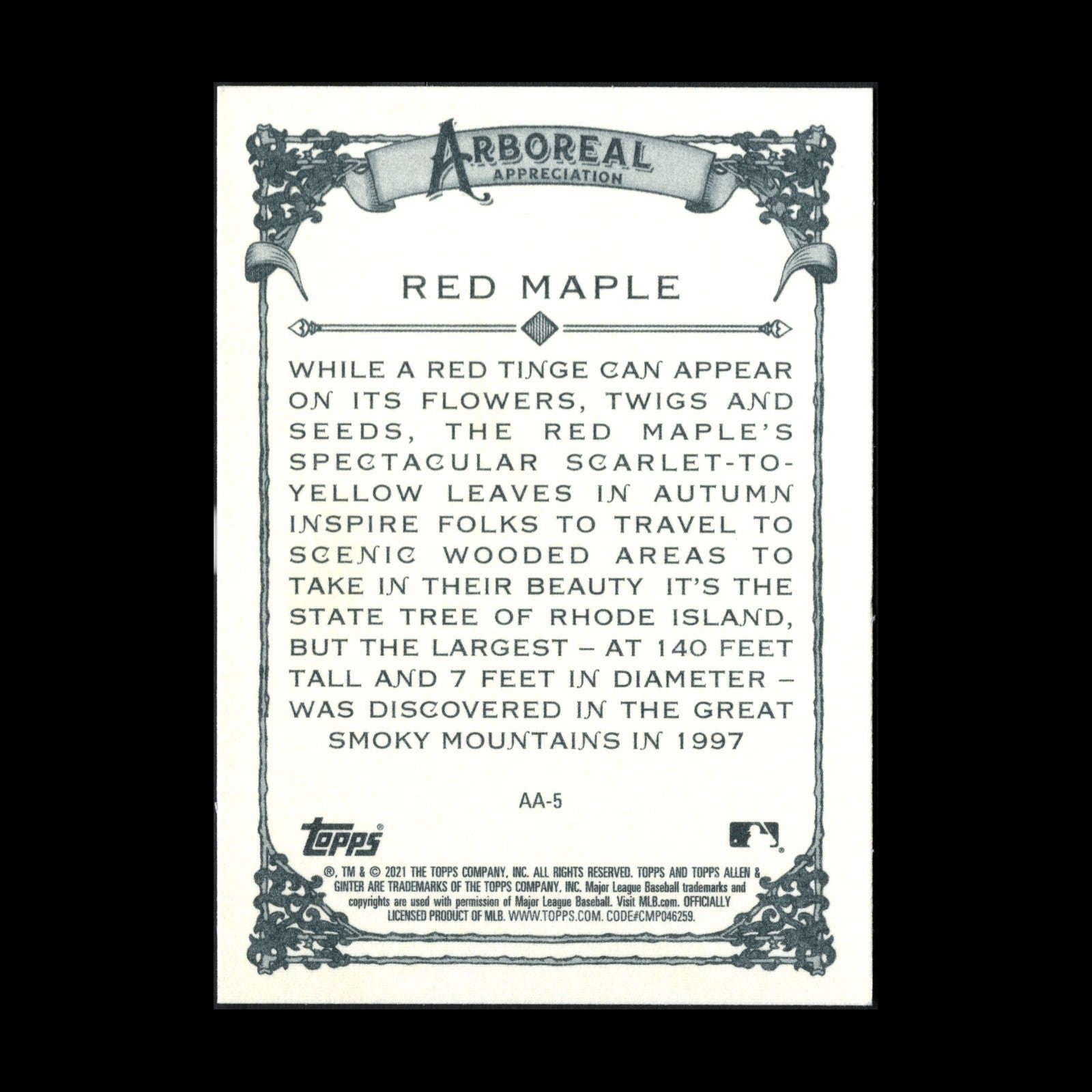 2021 Topps Allen & Ginter's RED MAPLE #AA-5 Arboreal Appreciation