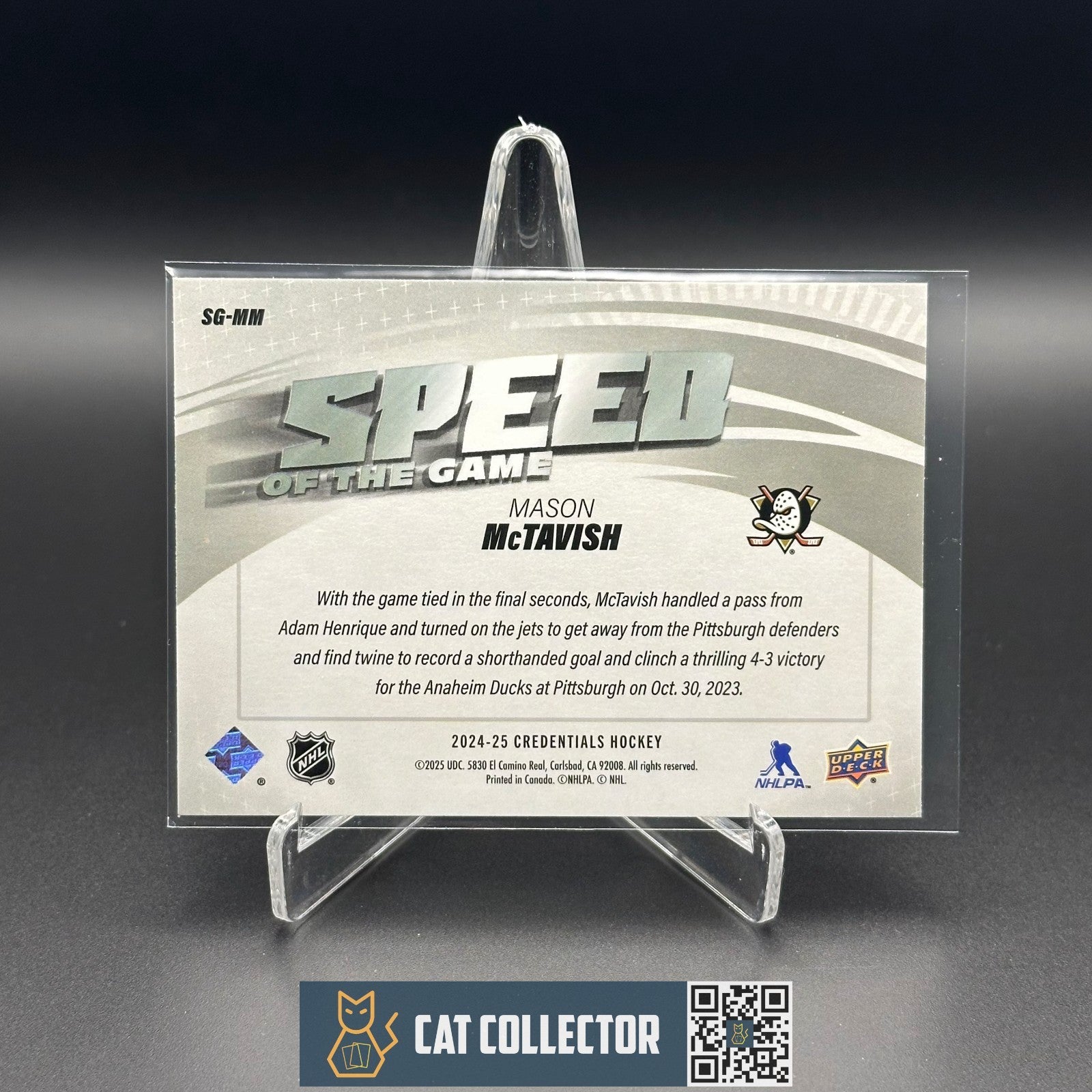 2024-25 UD Credentials MASON MCTAVISH #SG-MM Speed of the Game