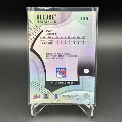 2021-22 UD Allure ZAC JONES #139 NHL Shield 1917 RC - New York Rangers