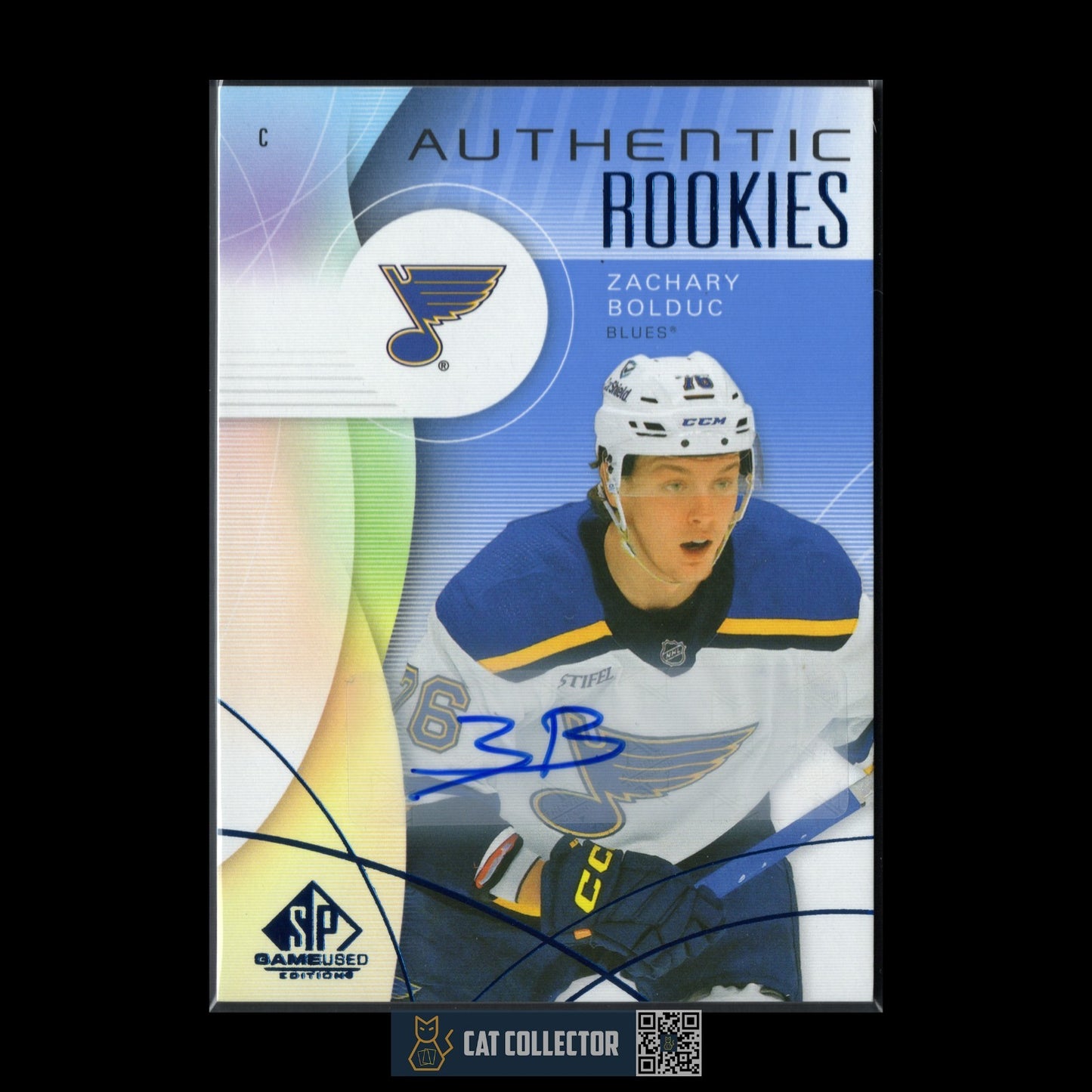 2024-25 UD SP Game Used ZACHARY BOLDUC #255 Blue AUTO Rookie RC