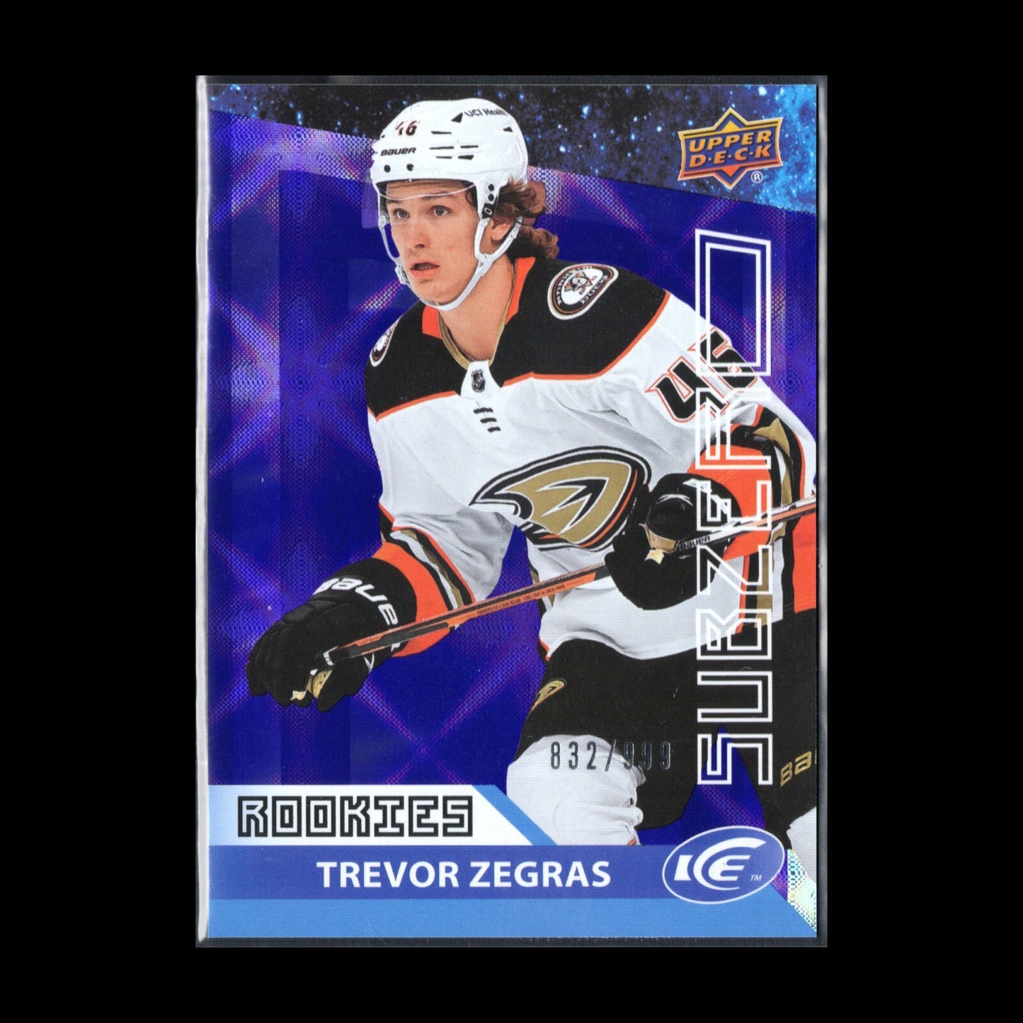 2021-22 UD Ice TREVOR ZEGRAS #SZ-56 Sub-Zero Rookies RC 832/999 - Anaheim Ducks