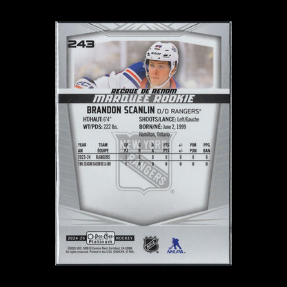 2024-25 O-Pee-Chee Platinum BRANDON SCANLIN #243 Marquee Rookie RC