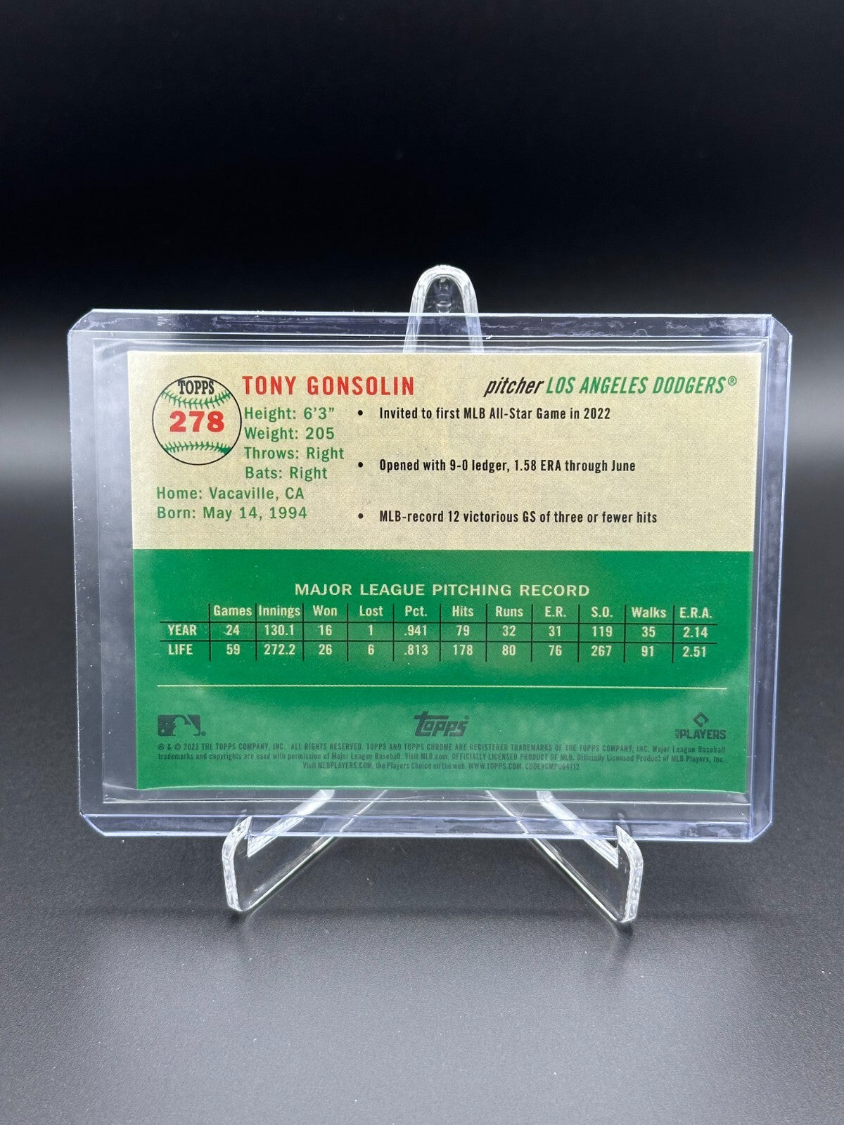2023 Topps Chrome Platinum TONY GONSOLIN #278 Topps Refractor /499
