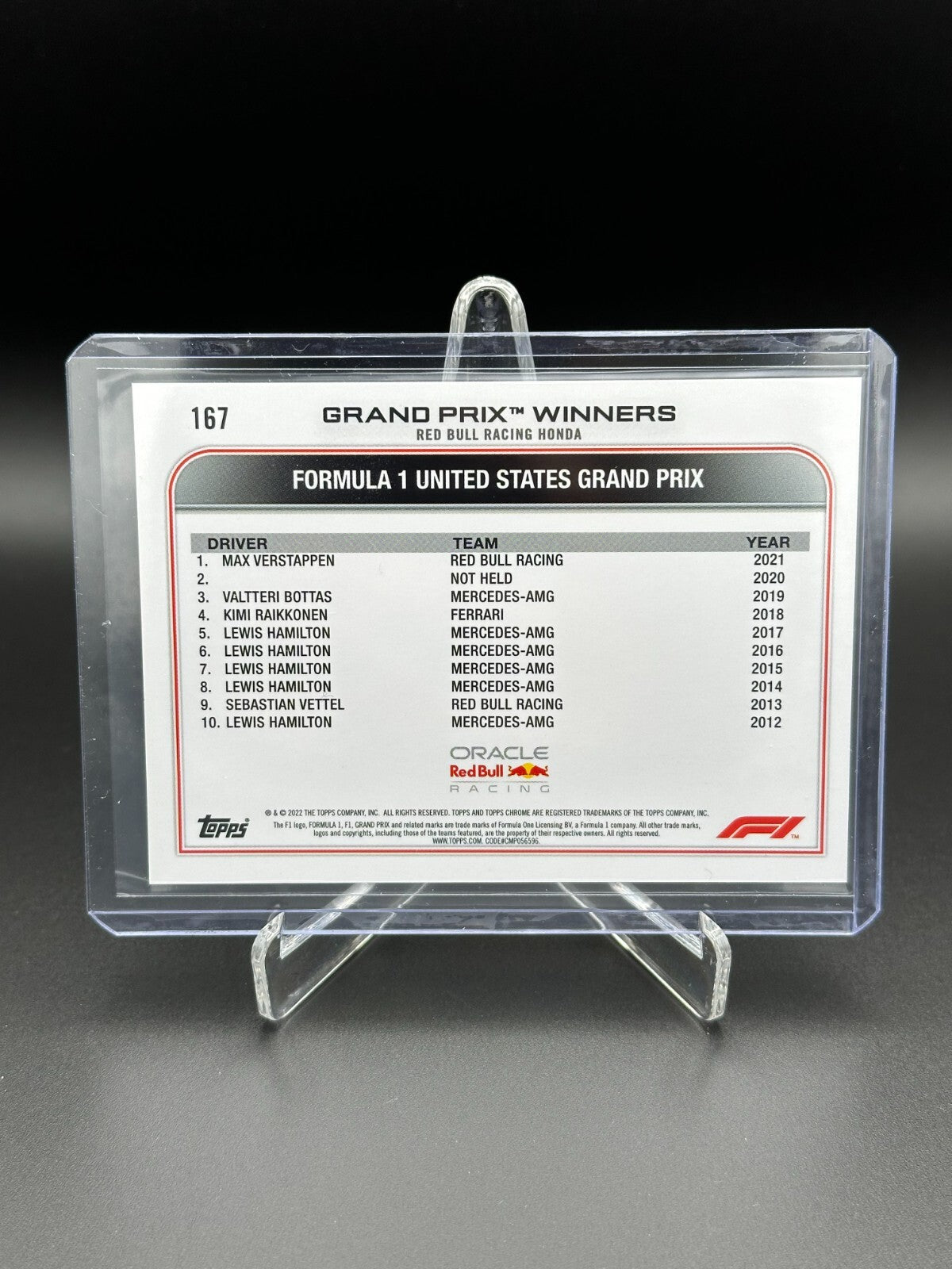 2022 Topps Chrome F1 MAX VERSTAPPEN #167 Grand Prix Winner Checker Flag