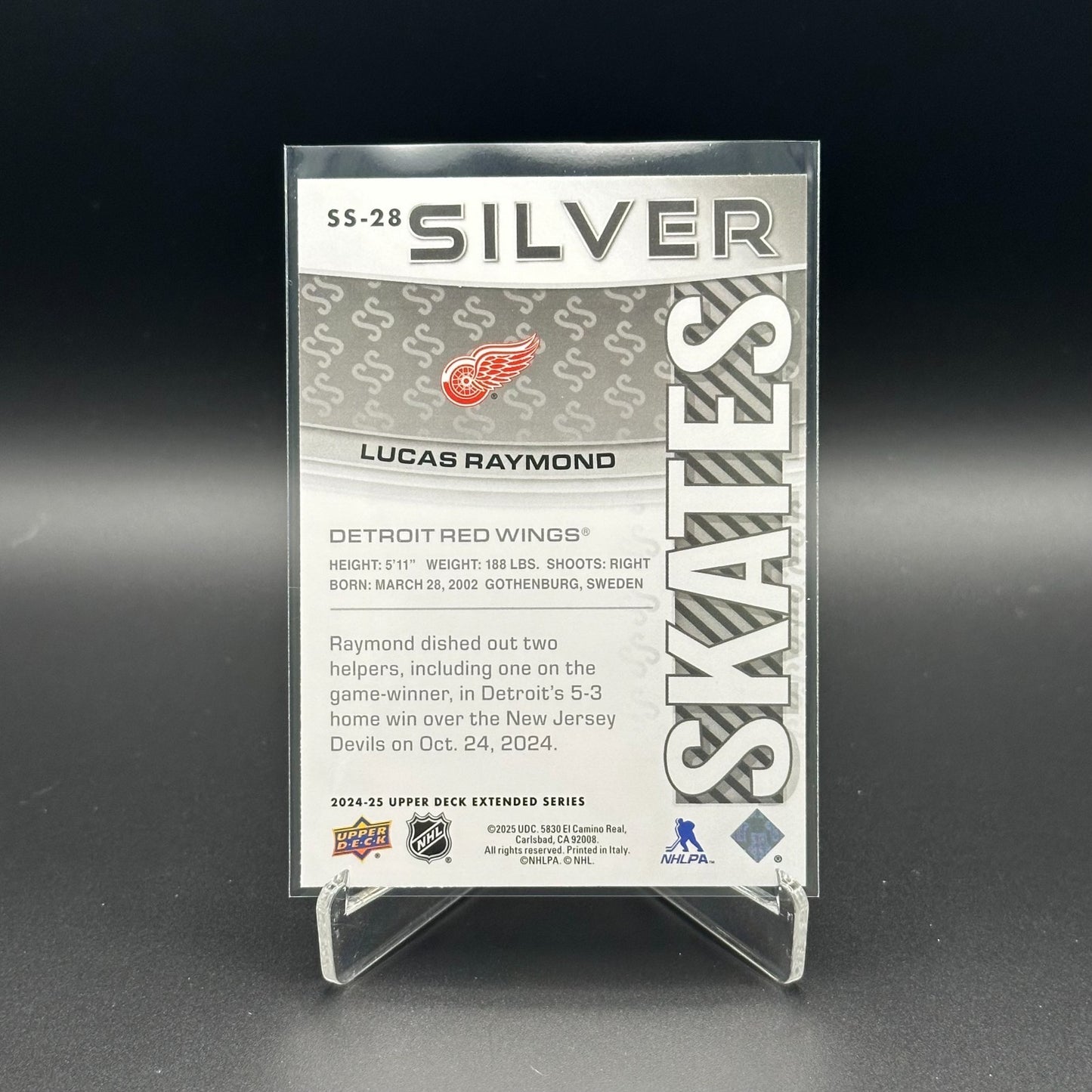 2024-25 UD Extended series LUCAS RAYMOND #SS-28 Silver Skates Detroit Red Wings