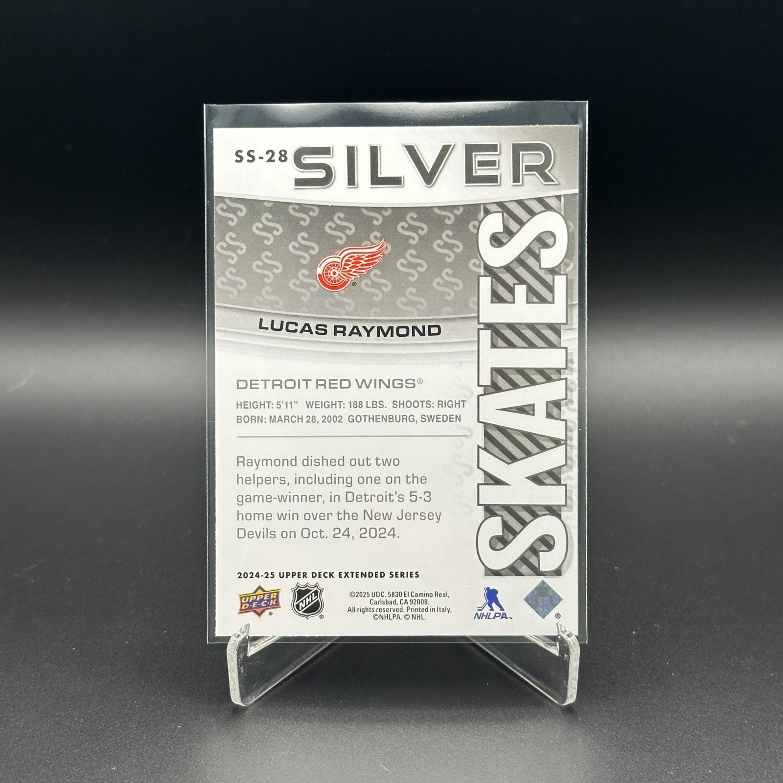 2024-25 UD Extended series LUCAS RAYMOND #SS-28 Silver Skates Detroit Red Wings