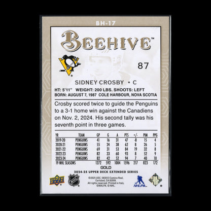 2024-25 UD Extended series SIDNEY CROSBY #BH-17 Beehive Gold