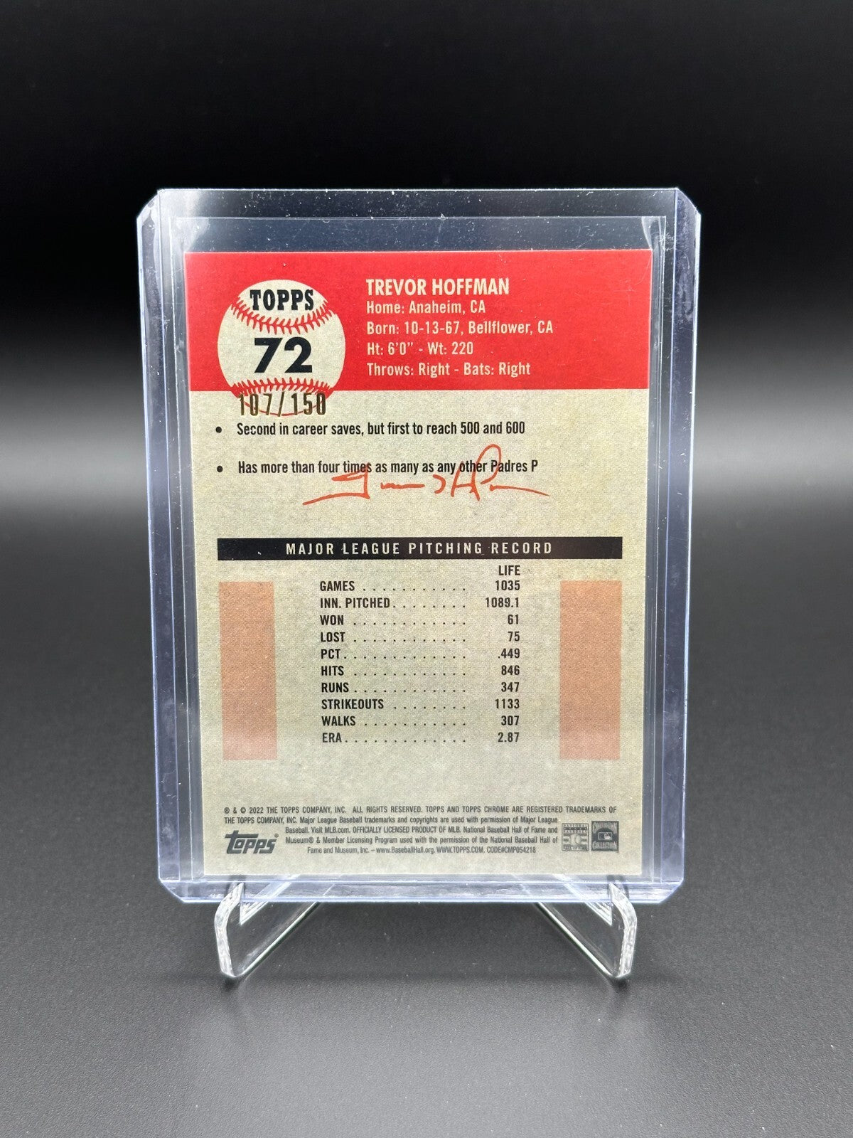 2022 Topps Chrome Platinum Anniversary TREVOR HOFFMAN #72 Speckle Refractor /150