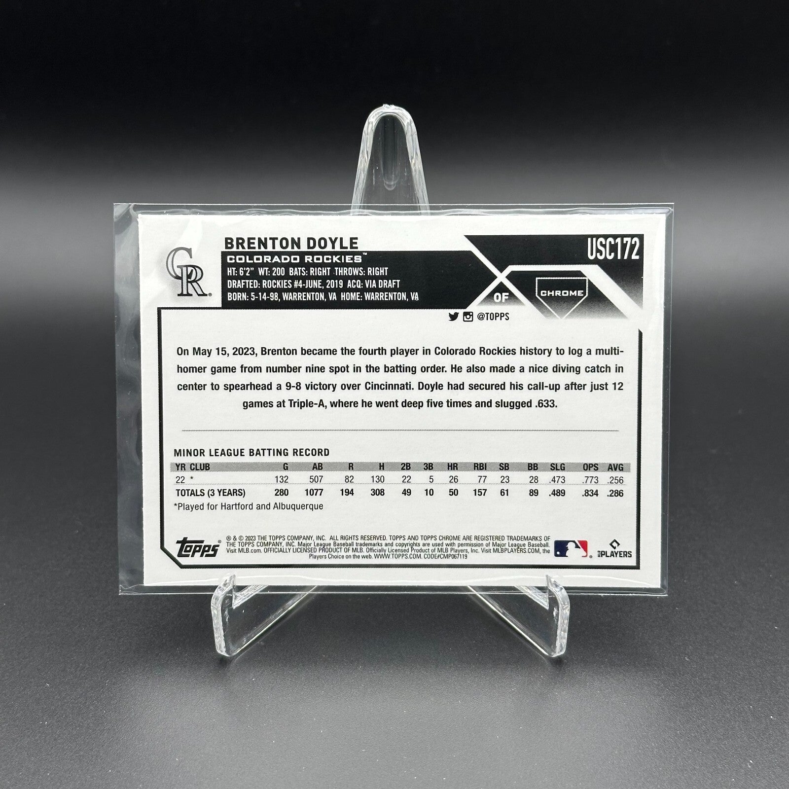 2023 Topps Chrome Updated Series BRENTON DOYLE #USC172 Rookie RC