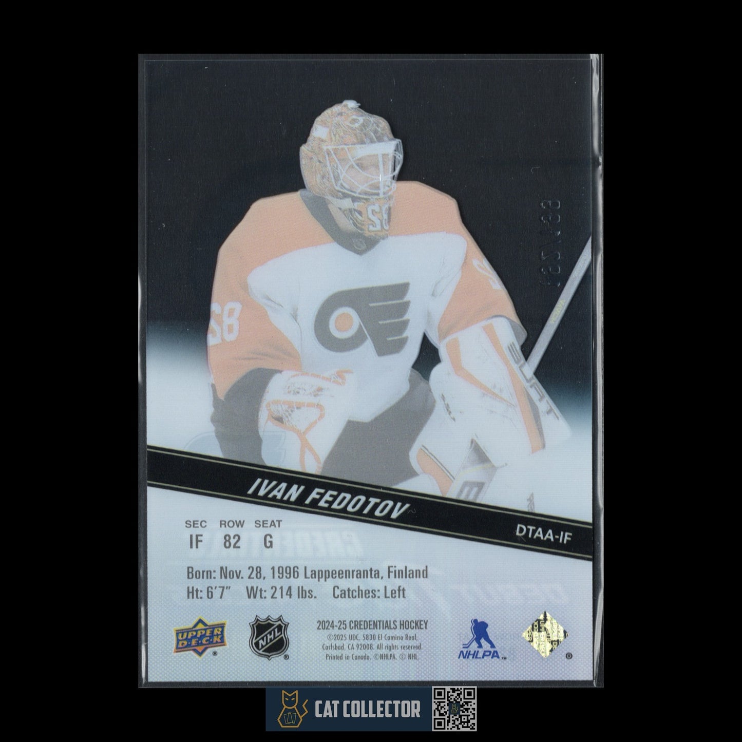 2024-25 UD Credentials IVAN FEDOTOV #DTAA-IF Acetate Debut Ticket Access /199 RC