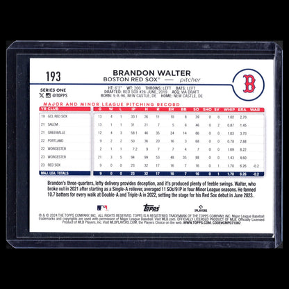 2024 Topps Series 1 BRANDON WALTER #193 Rookie Blue parallel