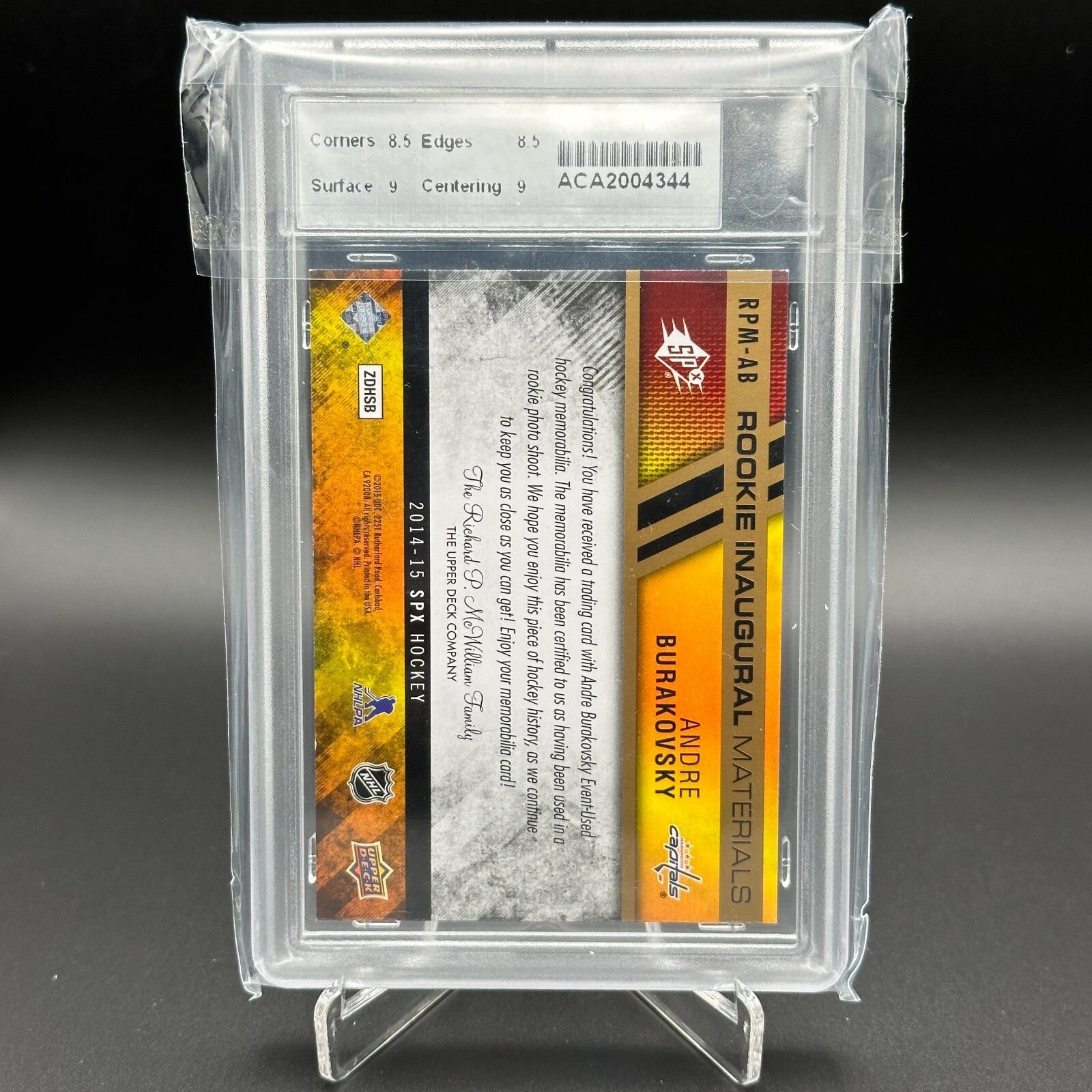 2014-15 UD SPx ANDRE BURAKOVSKY #RPM-AB Rookie Inaugural Materials /99 Patch