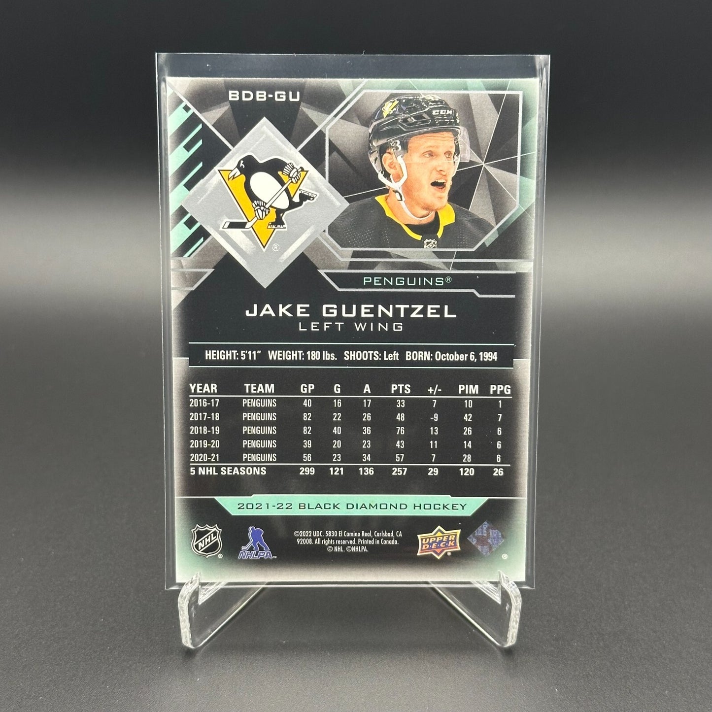 2021-22 UD Black Diamond JAKE GUENTZEL #BDB-GU  /349 - Pittsburgh Penguins