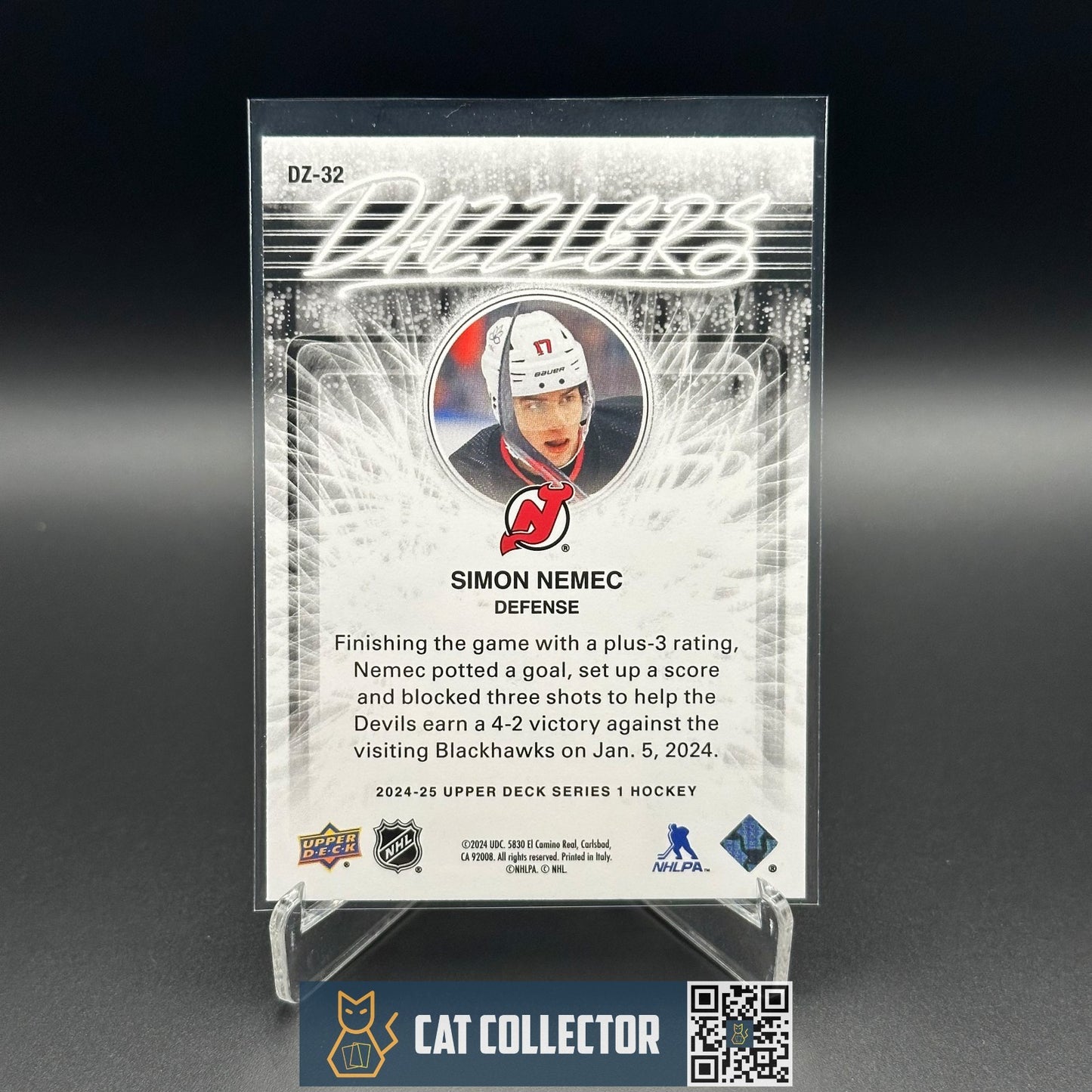 2024-25 UD Series 1 SIMON NEMEC #DZ-32 Dazzlers Orange - New Jersey Devils