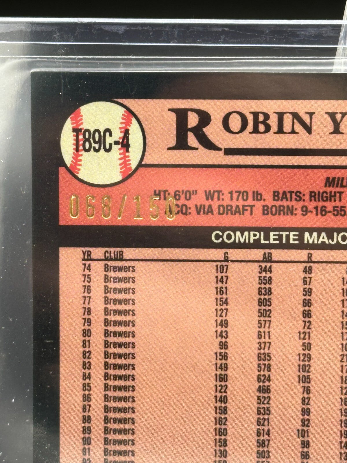 2024 Topps Chrome Series 1 ROBIN YOUNT #T89C-4 Blue Refractor 68/150