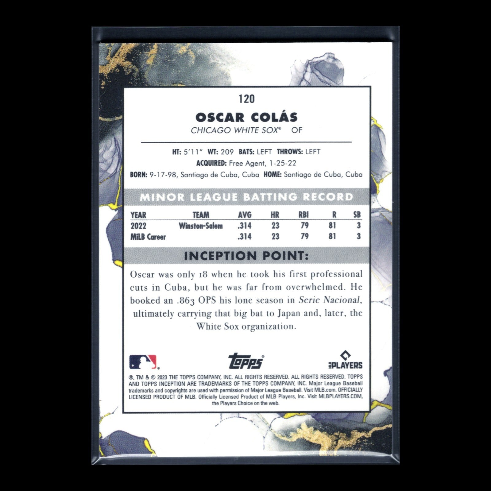 2023 Topps Inception OSCAR COLAS #120 Rookie Pink /99