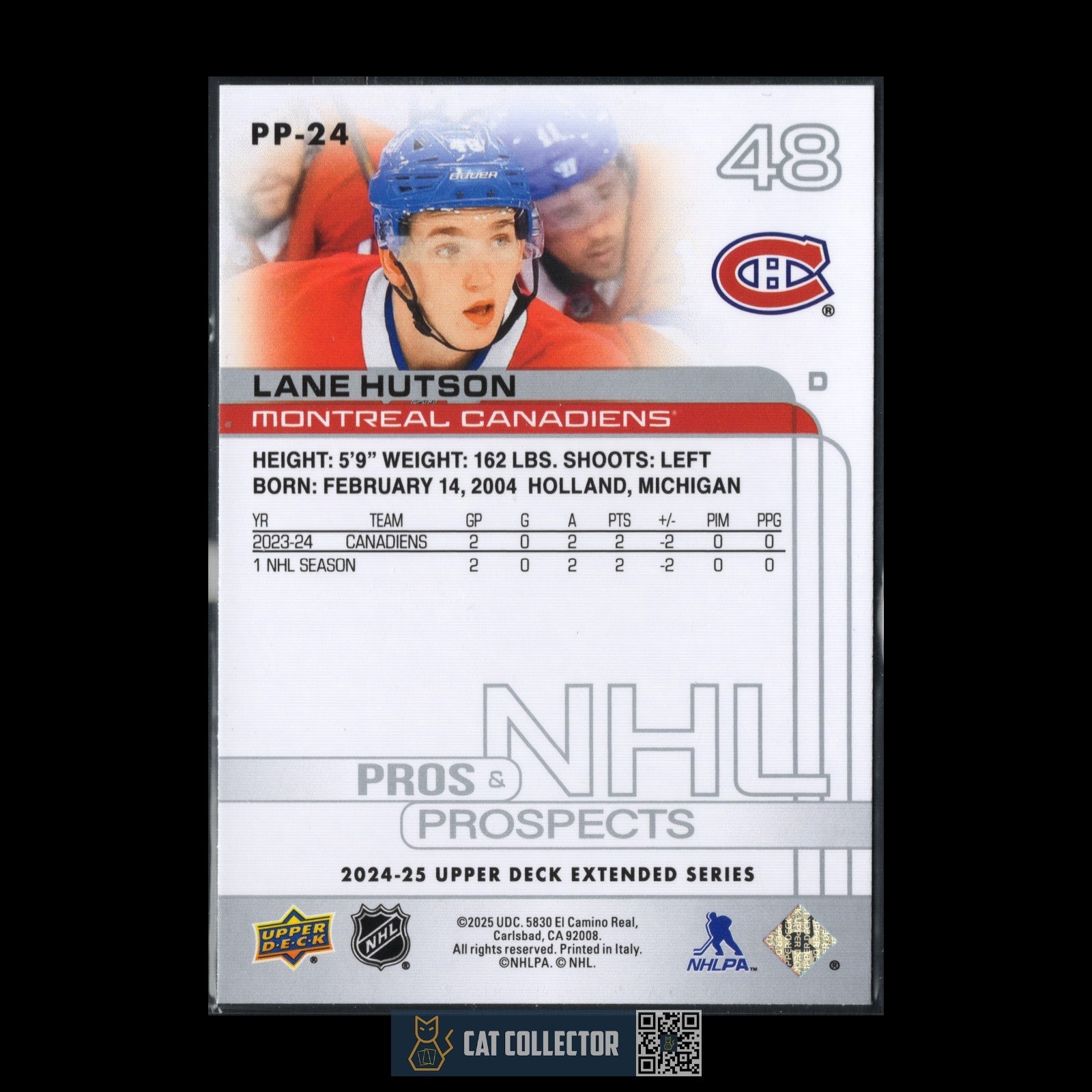 2024-25 UD Extended series LANE HUTSON #PP-24 Pros & Prospects Rookie RC