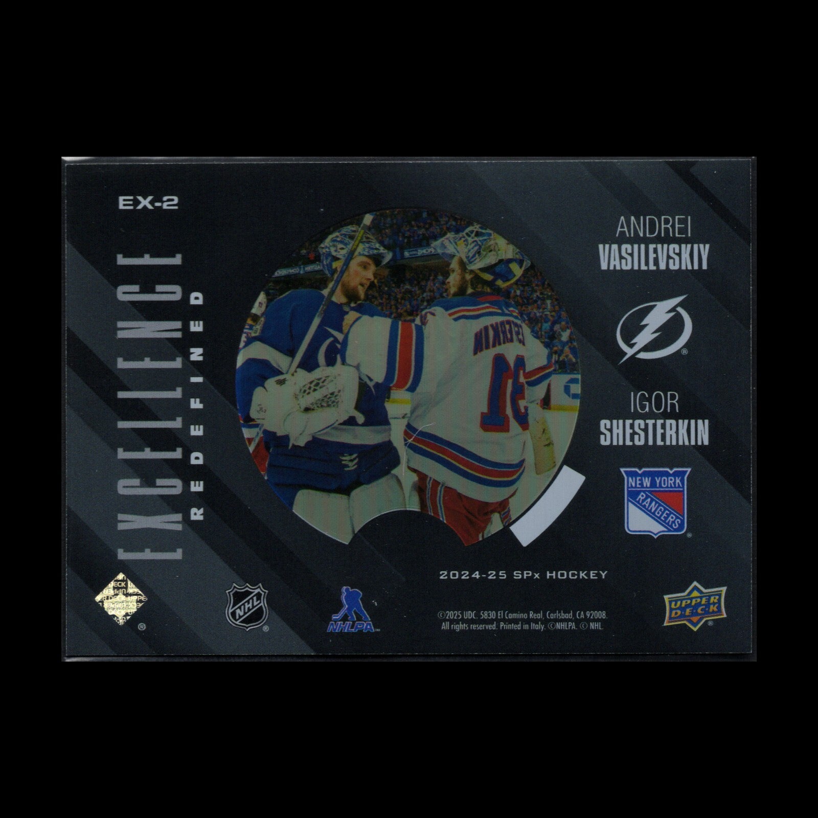 2024-25 UD SPx ANDREI VASILEVSKIY / IGOR SHESTERKIN #EX-2 Excellence Redefined