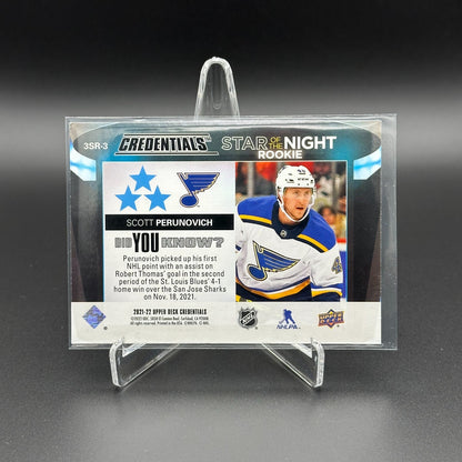 2021-22 UD Credentials SCOTT PERUNOVICH #3SR-3 Third Star of the Night RC