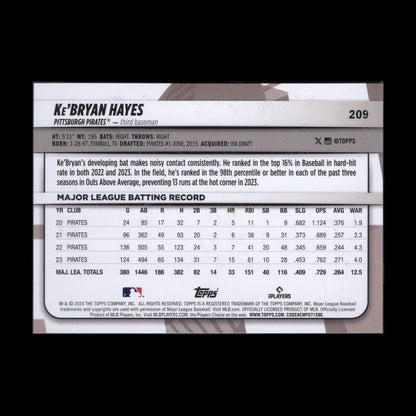 2024 Topps Big League KE'BRYAN HAYES #209 Rainbow foil - Pittsburgh Pirates