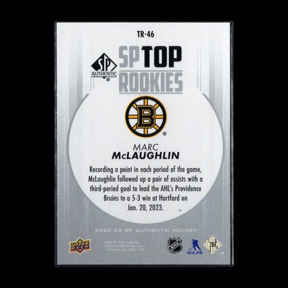 2022-23 UD SP Authentic MARC MCLAUGHLIN #TR-46 Top Rookies RC - Boston Bruins