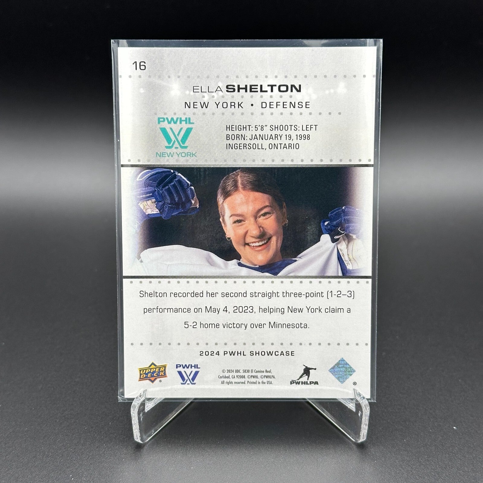 2024 UD PWHL Showcase ELLA SHELTON #16 Purple parallel /300 RC - 1st Edition!