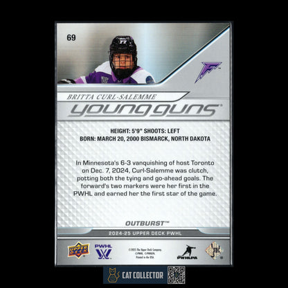 2024-25 UD PWHL BRITTA CURL-SALEMME #69 Young Guns Outburst RC